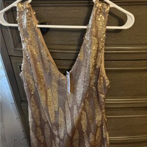 Ark & Co Gold and Tan Sequin Dress